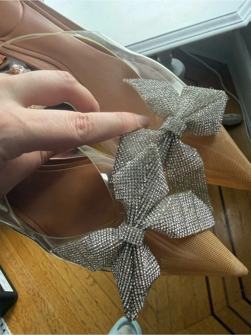 Zara rhinestone bow heels sz 10 - Picture 4 of 6